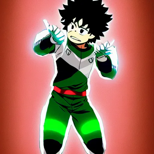 Prompt: low brightness shot of izuku midoriya