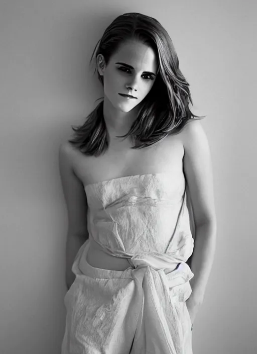 Image similar to Emma Watson for Cosmopolitan, summertime, full length shot, XF IQ4, 150MP, 50mm, f/1.4, ISO 200, 1/160s, natural light, Adobe Photoshop, Adobe Lightroom, DxO Photolab, Corel PaintShop Pro, rule of thirds, symmetrical balance, depth layering, polarizing filter, Sense of Depth, AI enhanced, HDR