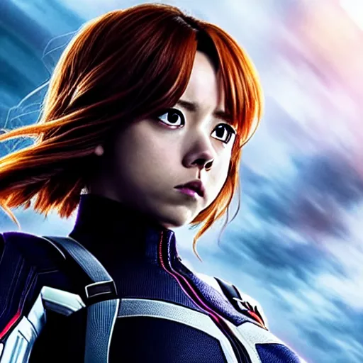 Image similar to Still image of Ochako Uraraka as Black Widow in Avengers (2012), cinematic shot, 8k, hyperdetailed