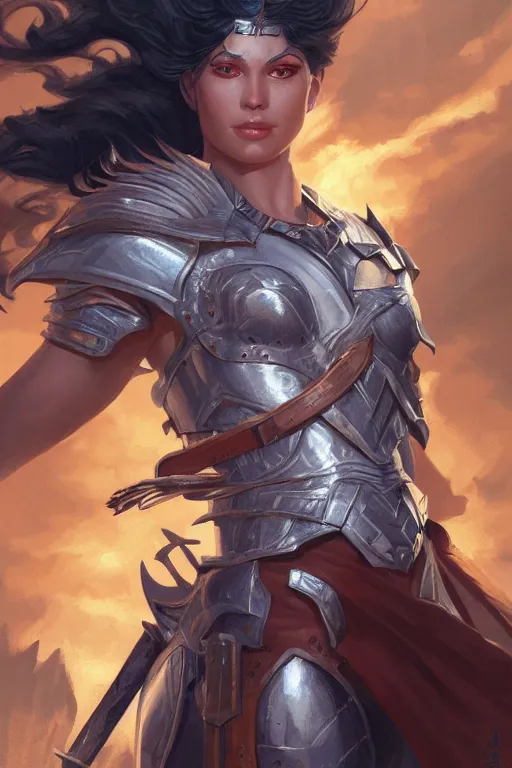 Image similar to amazon valkyrie athena, d & d, fantasy, portrait, highly detailed, headshot, digital painting, trending on artstation, concept art, sharp focus, illustration, art by artgerm and greg rutkowski and magali villeneuve