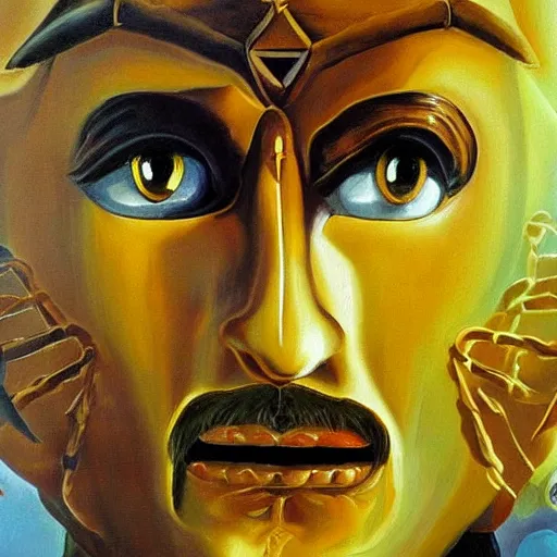 Image similar to Link from the Legend of Zelda, oil painting, Salvador Dali
