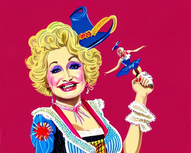 Prompt: young dolly parton as a cancan dancer in art deco style, hyper realistic, artstation, illustration, bright, cheerful, detailed and intricate environment