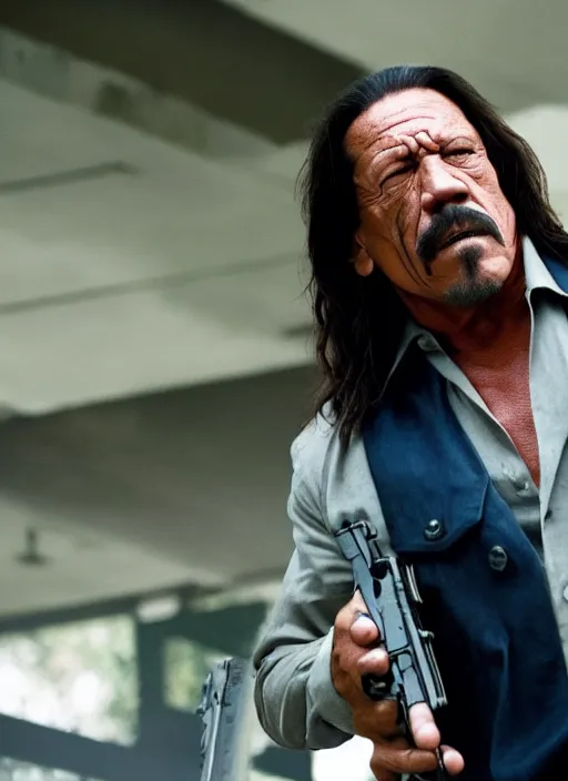 Prompt: film still of Danny Trejo as Martin Riggs in Lethal Weapon, 4k