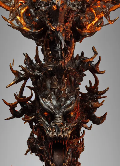 Prompt: high intricate sculpture of a baroque hellfire demon made of porclain, studio light, maria panfilova, andrea savchenko, mike kime, ludovic plouffe, qi sheng luo, oliver cook, trending on artstation