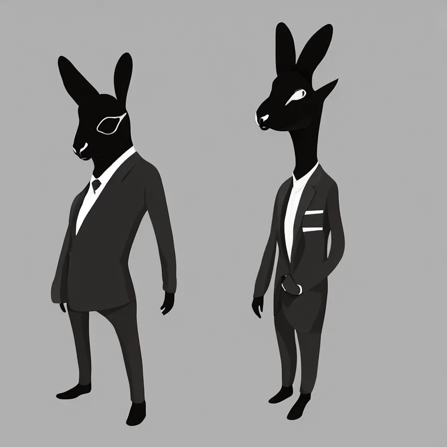 Image similar to spy kangaroo, in a strict suit, avatar image, digital art, minimalism