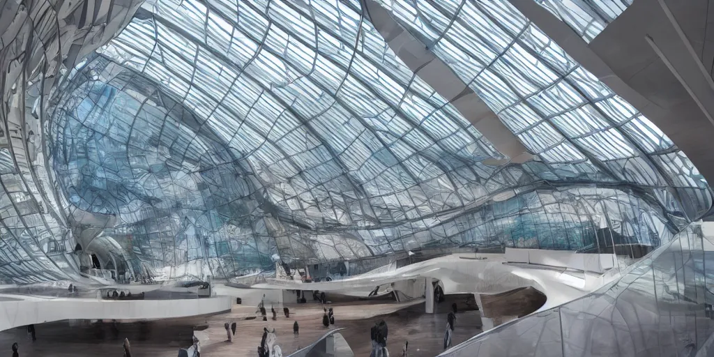 Image similar to a beautiful futuristic museum