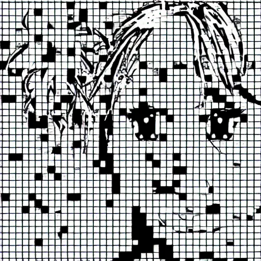 Image similar to anime girl, ascii art, glitch art