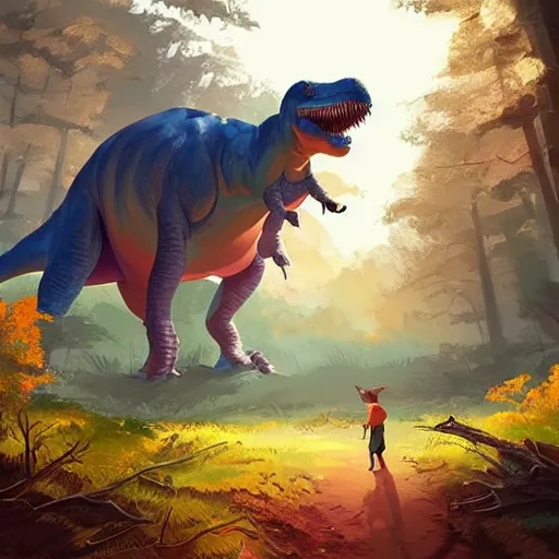 Image similar to painting dinosaurs roaming forest, smooth face median photoshop filter cutout vector, behance hd by jesper ejsing, by rhads, makoto shinkai and lois van baarle, ilya kuvshinov, rossdraws global illumination