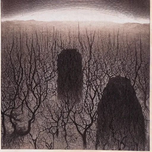 Prompt: first page of a newspaper covered in blood and roots, by Beksinski, hell in the background