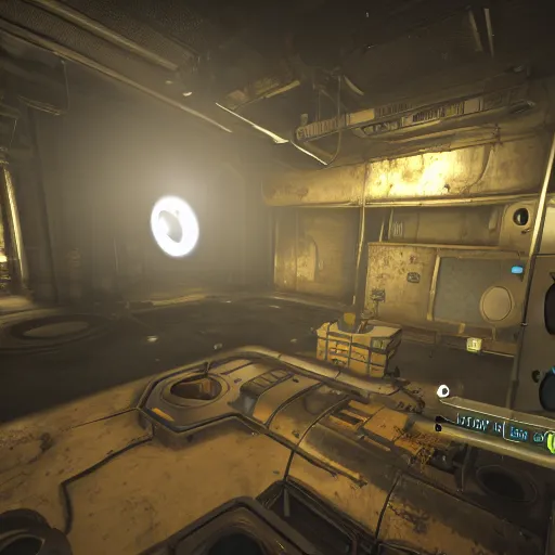 Image similar to wheatley from portal 2 in fallout 4, unreal engine, raytracing