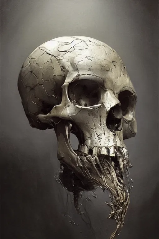 Prompt: Ultra realistic illustration of a robot sitting holding a human skull!!!!!!!, cyberpunk, sci-fi, fantasy, intricate, elegant, highly detailed, digital painting, artstation, concept art, smooth, 8k octane render, extremely hyperdetailed, intricate complexity, sharp focus, illustration, art by artgerm and greg rutkowski and blizzard studios