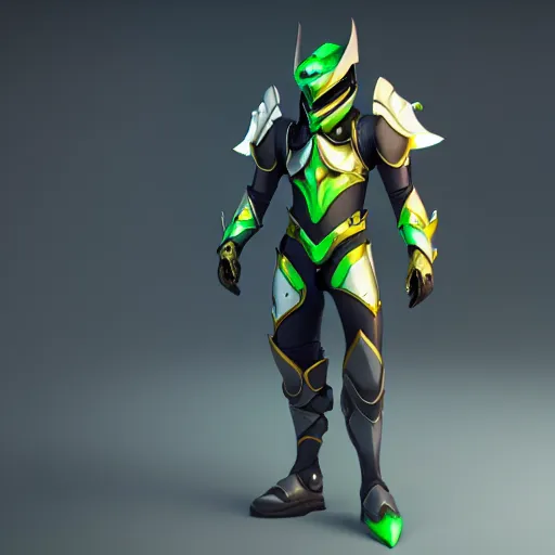Prompt: a young boy with the appearance and armor of genji from overwatch, design, octane render, 4 k, ingame shot