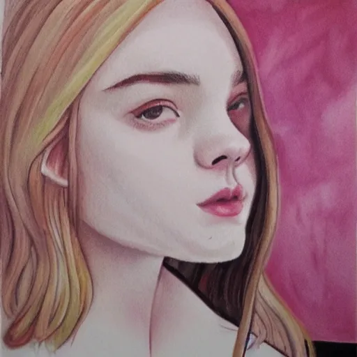 Prompt: elle fanning crayion art