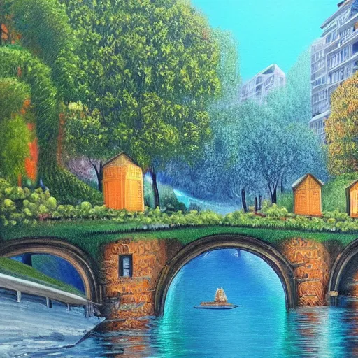 Image similar to Beautiful city of the future in harmony with nature. Beautiful detailed painting by Lurid. (2022)