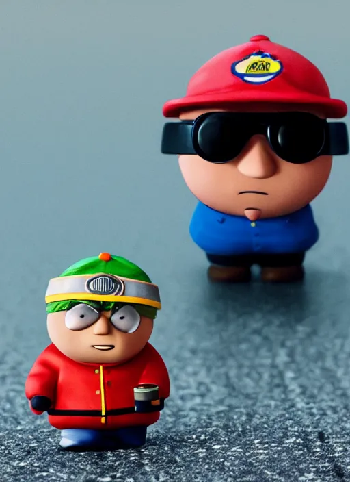 Image similar to a 2 8 mm macro photo of eric cartman funko pop, splash art, movie still, bokeh, canon 5 0 mm, cinematic lighting, dramatic, film, photography, golden hour, depth of field, award - winning, anamorphic lens flare, 8 k, hyper detailed, 3 5 mm film grain