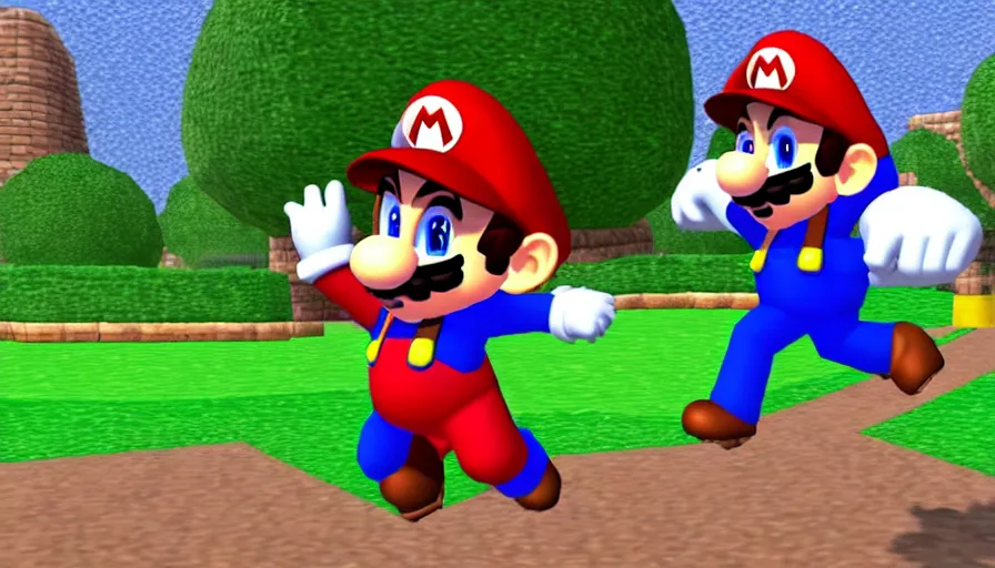 Prompt: Michael Jackson in Super Mario 64 for the Nintendo 64, Hd, upscaled, 8k, 90s aesthetic