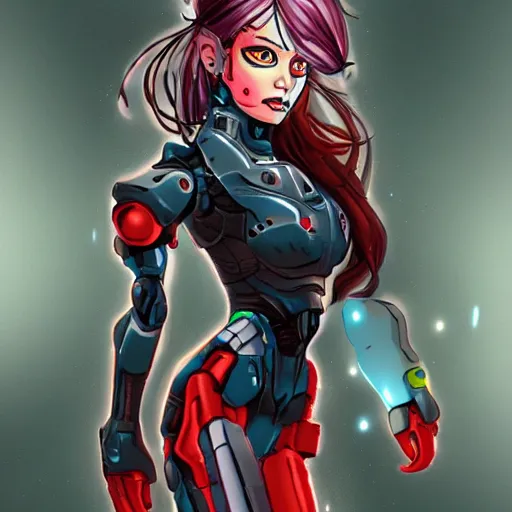 Image similar to cyborg girl comic style trending on art station