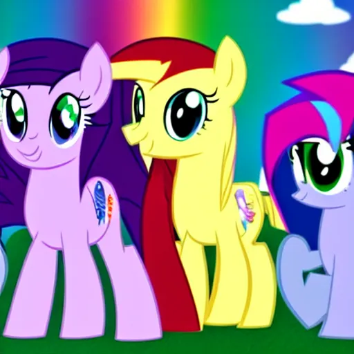 Prompt: the mane six go to pride, my little pony, pride month