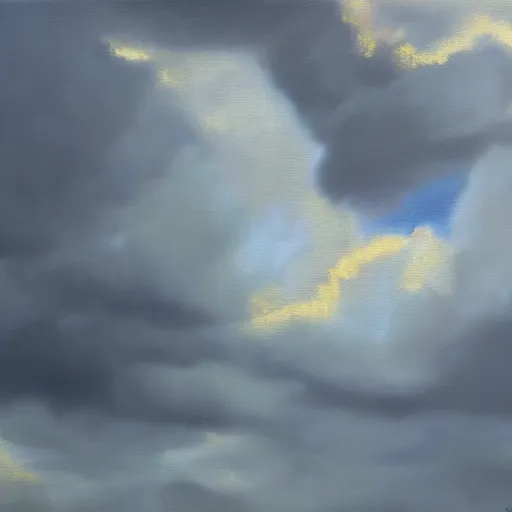 Prompt: clouds, oil painting, volumetric