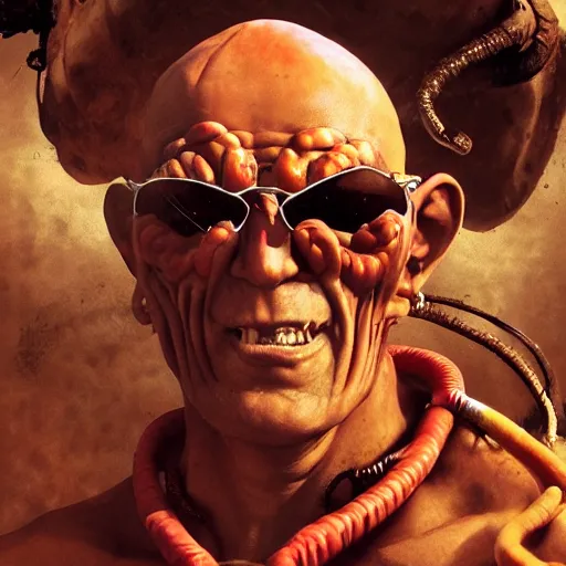 Image similar to hunter s. thompson as dhalsim street fighter, ultra realistic, concept art, intricate details, highly detailed, photorealistic, octane render, 8 k, unreal engine, art by frank frazetta, simon bisley, brom