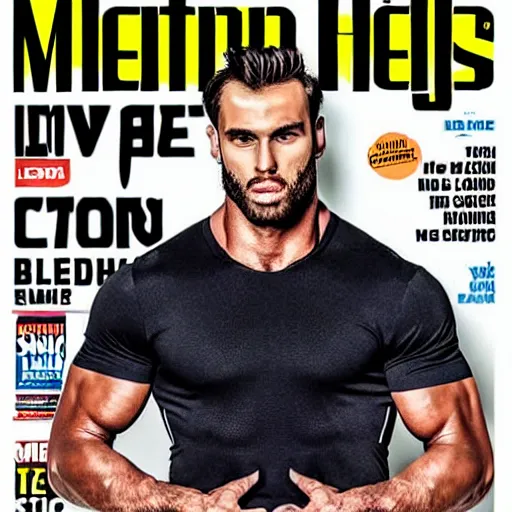 Prompt: Joe Bien Gigachad in the cover of Men's Health