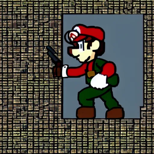 Image similar to solid snake in super mario 6 4