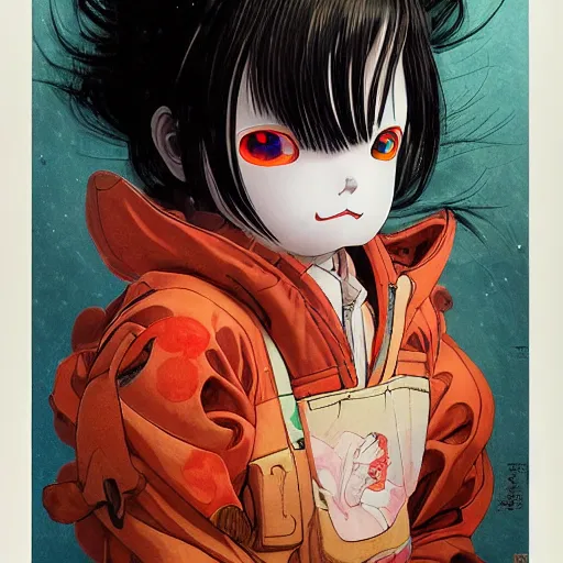 Image similar to prompt : yokai portrait soft light painted by james jean and katsuhiro otomo and erik jones, inspired by evangeleon anime, smooth face feature, intricate oil painting, high detail illustration, sharp high detail, manga and anime 1 9 9 9