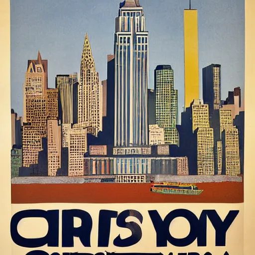 Prompt: a poster promoting new york city, by Cassandre.