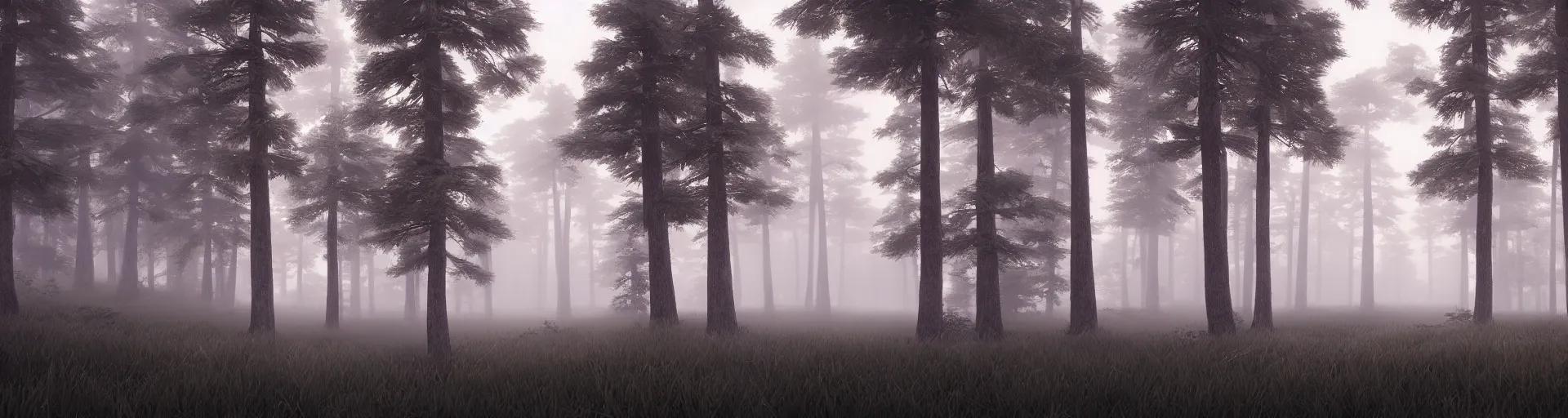 Prompt: deep forest of foggy pine trees, majestic landscape, dusk, very detailed, octane render, realistic, 8 k, unreal engine 5, dramatic, volumetric, mountain, greg rutkowski