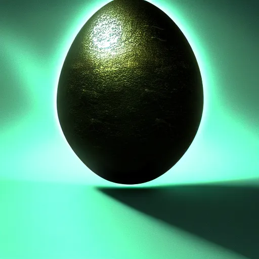 Prompt: a mystical dragon egg shining in the dark. symmetrical. octane render, award winning render, adoptable, artstation, deviantart 8 k