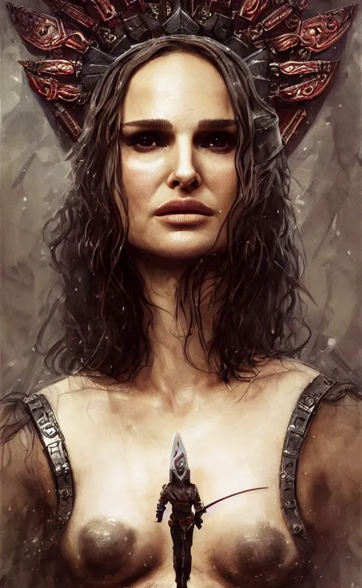 Prompt: natalie portman, legendary warrior, fighter, lord of the rings, tattoos, decorative ornaments, battle armor, omar ortiz, carl spitzweg, ismail inceoglu, vdragan bibin, hans thoma, greg rutkowski, alexandros pyromallis, perfect face, sharply detailed, centered, rule of thirds, realistic shading, photorealism, beautiful illustration