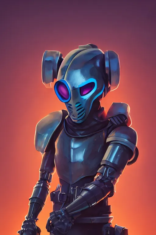 Image similar to epic mask helmet robot ninja portrait stylized as fornite style game design fanart by concept artist gervasio canda, behance hd by jesper ejsing, by rhads, makoto shinkai and lois van baarle, ilya kuvshinov, rossdraws global illumination radiating a glowing aura global illumination ray tracing hdr render in unreal engine 5