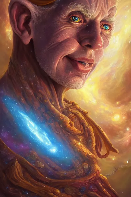 Image similar to beautiful oil painting with high detail of a wise Space ent(Winking) made of stars and plasma, hybrid from dungeons and dragons and art direction by James Cameron ;by artgerm; wayne reynolds art station; cinematic quality character render; low angle; ultra high quality model; production quality cinema model