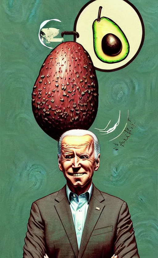 Prompt: joe biden avocado painting propaganda poster by chiara bautista, beksinski and norman rockwell and greg rutkowski weta studio, and lucasfilm