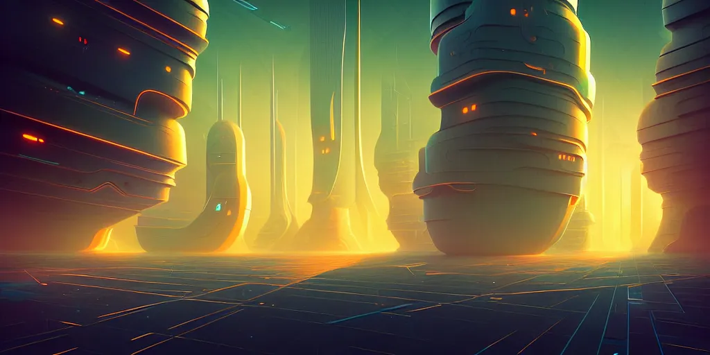 Image similar to futuristic city, illustration by petros afshar and christopher balaskas and marius borgeaud and kiliain eng, global illumination, ambient occlusion, 3 0 mm, well proportioned, highly detailed, rule of thirds, motion blur