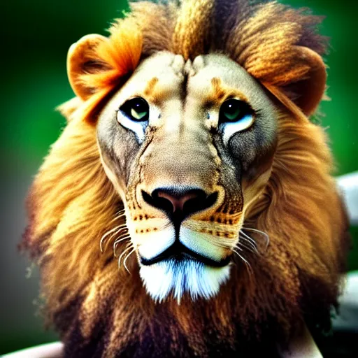 Image similar to a snake - lion - hybrid, animal photography