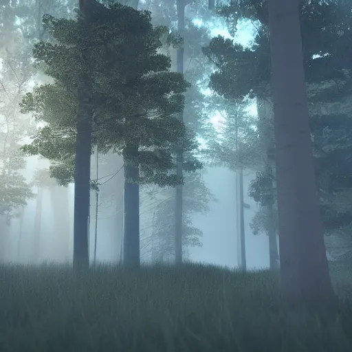 Image similar to forest, 8 k, octane render, volumetric lighting