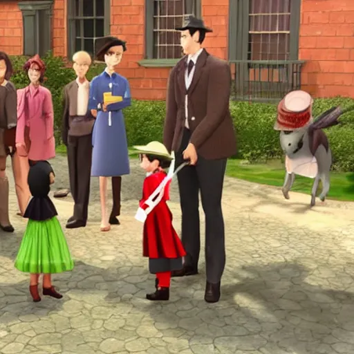 Image similar to a still of from the movie mary poppins crossover with the game pokemon snap