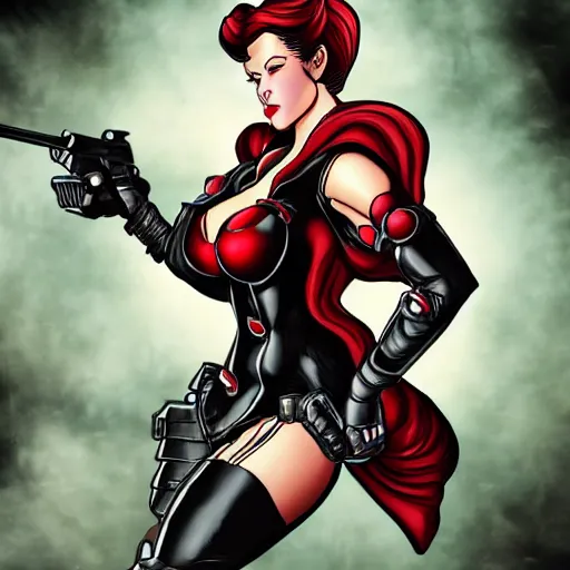 Image similar to the baroness with guns by adam hughs