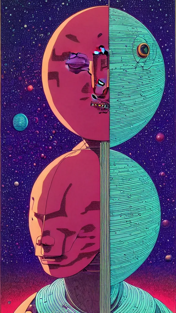 Prompt: ( ( ( ( a humanoid creature on other planets that appear intelligent is talking about life. ) ) ) ) by mœbius!!!!!!!!!!!!!!!!!!!!!!!!!!!, overdetailed art, colorful, artistic record jacket design