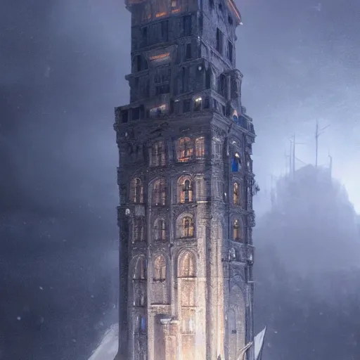 Prompt: a tower made of ice, photorealiatic, hyperdetailed, hyperrealistic, studio lighting, studio photography, professional photography, professional lighting, 3 point lighting,4k,digital art, ultra realistic, ultra detailed, art by greg rutkowski, photorealistic, hyperdetailed