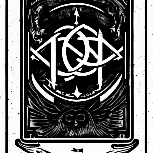 Prompt: American Occult logo, graphic design, black and white