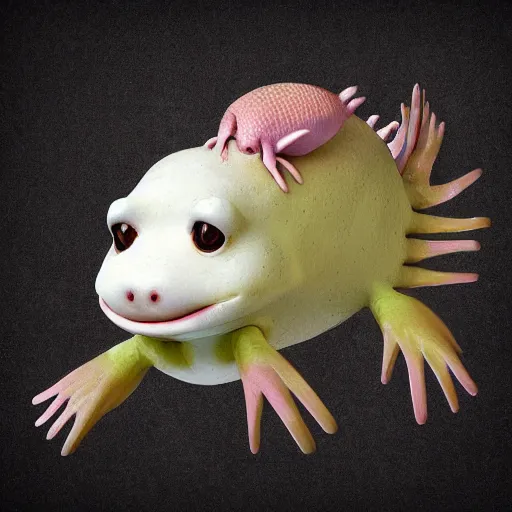 Prompt: cute axolotl, digital art, trending on artstation