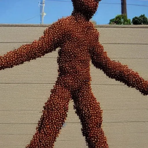 Image similar to a person made out of one million ants.