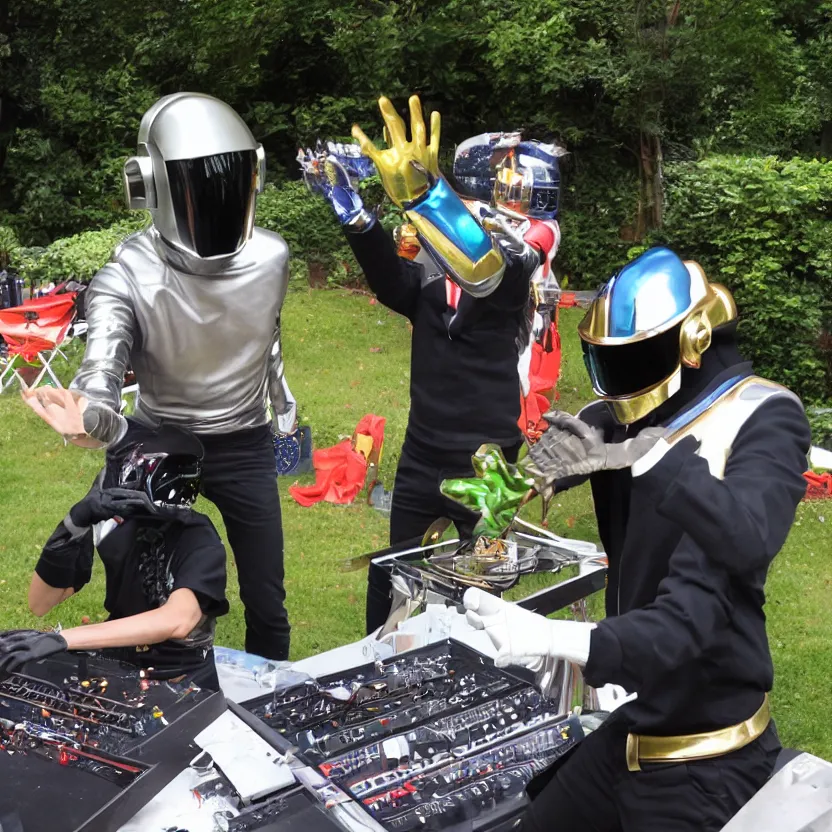 Image similar to daft punk performing at my back yard bbq