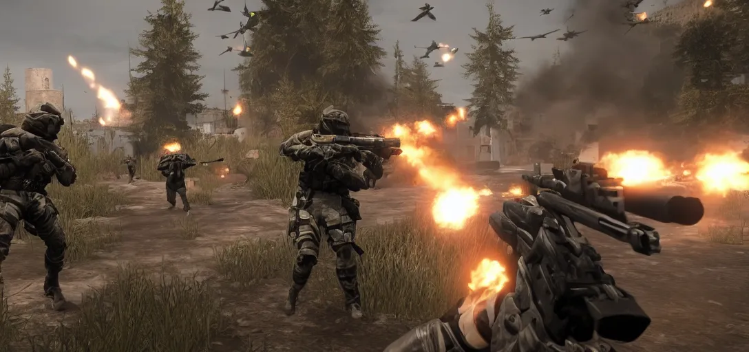 Prompt: in game screenshot of call of duty warzone