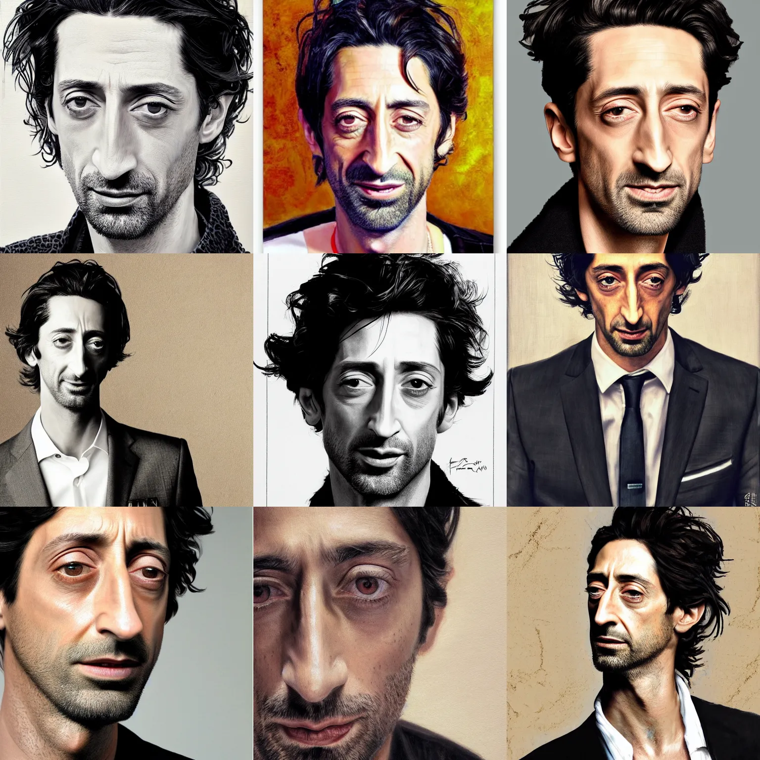 Prompt: high quality high detail portrait of adrien brody by nicolai fechin t