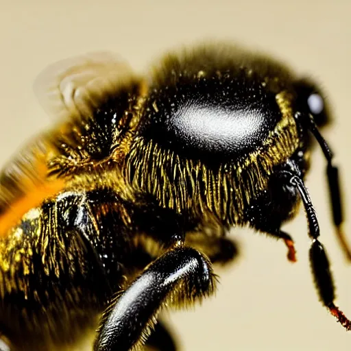 Image similar to 3 d bee, macro, depth of field, f 1. 2 highly detailed