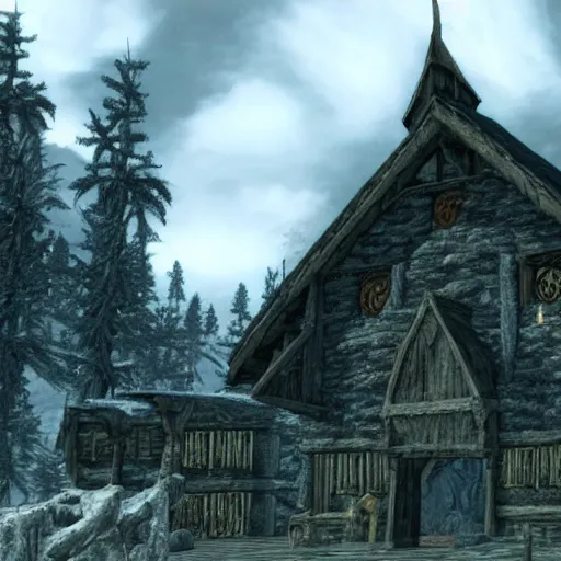 Image similar to Hagrid in the world of Skyrim in Playstation 1 graphics