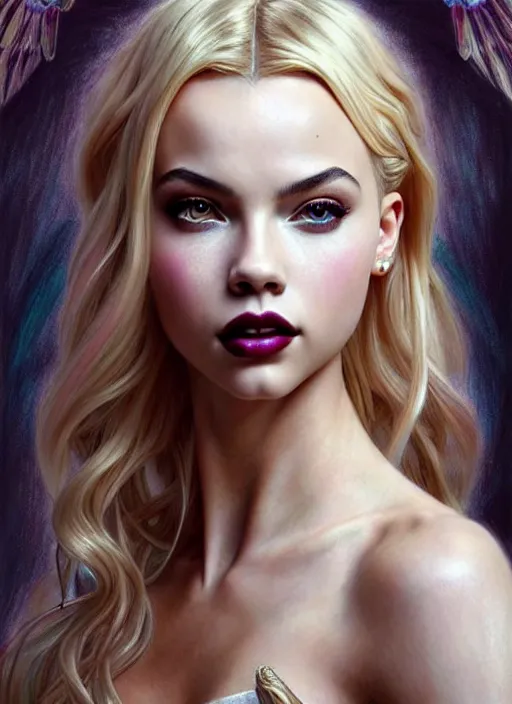 Prompt: ultra realistic illustration, a stunningly beautiful greek gothic goddess of chaos played by jordyn jones and dove cameron and margot robbie and taylor swift and megan fox, adriana lima, intricate, elegant, highly detailed, digital painting, artstation, concept art, smooth, sharp focus, illustration, art by artgerm and greg rutkowski and alphonse mucha